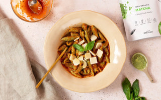 Cauliflower and matcha pasta